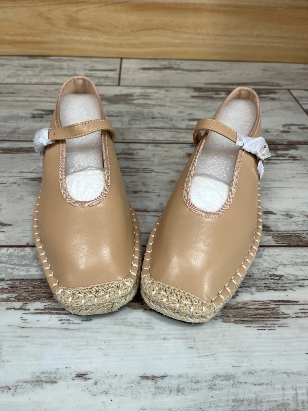 NWOT Coutgo Tan Mary Jane Espadrille Square Toe Ballet Flats Women’s 9